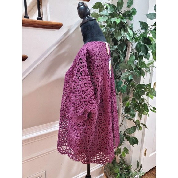 Philosophy Women's Plum Polyester Round Neck Short Sleeves Top Blouse Size XXL - Picture 5 of 14